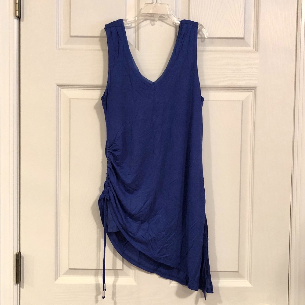 White House Black Market Petite Blue Ruched Tunic